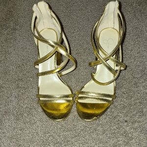 Elegant Gold Strappy Heels